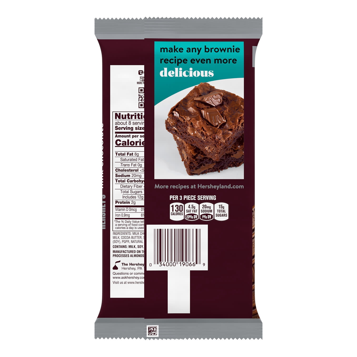 (2 pack) Hershey's Milk Chocolate Giant Candy, Bar 7.56 oz, 25 Pieces
