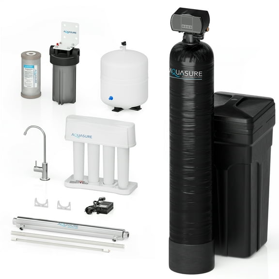 32,000 Grains Water Softener with 8 GPM Quantum UV Sterilizer and 75 GPD Reverse Osmosis RO System