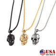 thumbnail image 4 of Jewelers Stainless Steel Retro Gothic Skull Style Cocktail Party Biker Pendant Necklace, 4 of 14