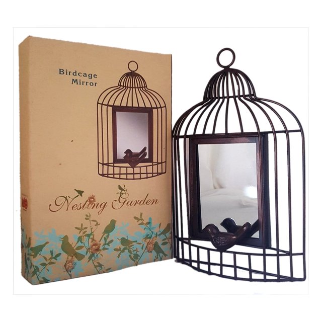 Cracker Barrel Nesting Garden Birdcage Mirror Metal Wall Art