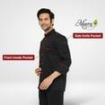 thumbnail image 5 of MEERA BEDDING & UNIFORMS Men's Chef Coat Pressional Hotel Kitchen Black Chef coat with Red Piping Full Sleeves Jacket/ Restaurant Canteen Working Uniform, 5 of 5
