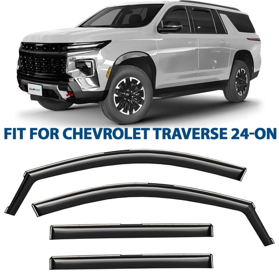 CLIM ART in-Channel Incredibly Durable Rain Guards for Chevrolet (Chevy) Traverse 2024-2026, Original Window Deflectors, Vent Window Visors, Vent Deflector, 4 pcs. - 624223