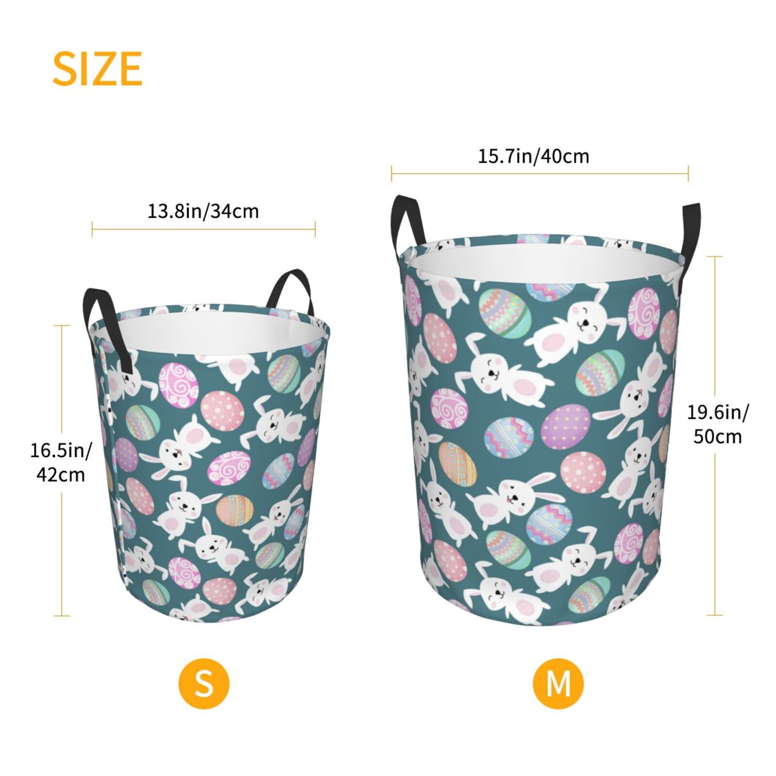 Large Laundry Basket with Handles - Cartoon Cute Rabbit Patterned Egg Kids Baby Dirty Clothes Laundry Hamper for Bedroom Aesthetic