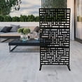 thumbnail image 3 of YIYIBYUS 3 Ft W X 6 Ft H Outdoor Privacy Fence Screen and Panels, Decorative Fence Panels, Metal Fence Privacy Screens for Patio, Garden, Balcony, Porch Black (Black - Horizontal and Vertical Grid), 3 of 9