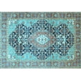 thumbnail image 1 of Ahgly Company Indoor Rectangle Medallion Light Blue Traditional Area Rugs, 5' x 7', 1 of 4