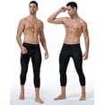 thumbnail image 2 of Roadbox 2 Pack Men's 3/4 One Leg Compression Pants - Basketball Athletic Running Tights Leggings Spandex Base Layer Underwear, 2 of 5