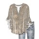 thumbnail image 2 of Tejiojio Women's Casual Printed Top Lace Trim V-Neck 3/4 Sleeves Button Down Fashionable Daily Wear, 2 of 6