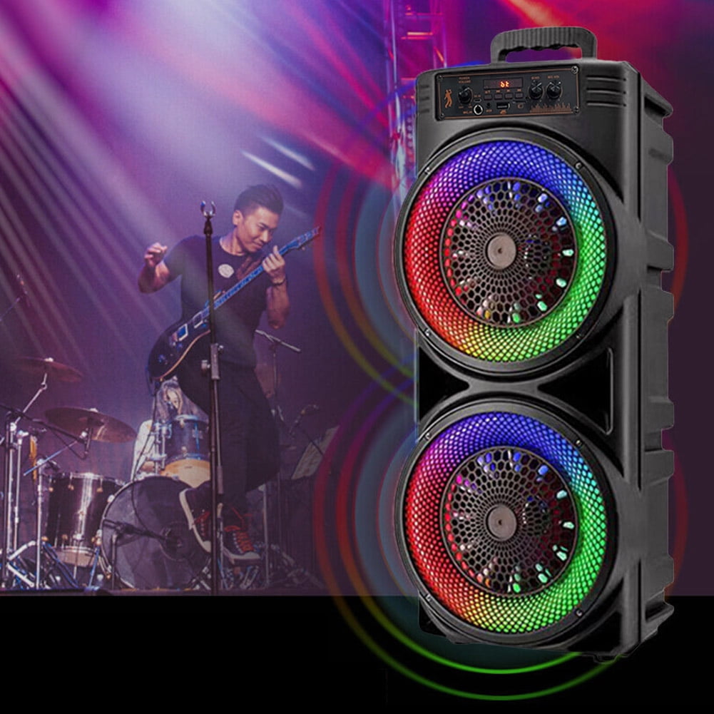 Bluetooth Speakers, Portable Wireless Loud Outdoor Home Party Bluetooth Speaker with Subwoofer, LED Colorful Lights, Microphone, Remote and Big Powerful Stereo Deep Bass Sound Boombox