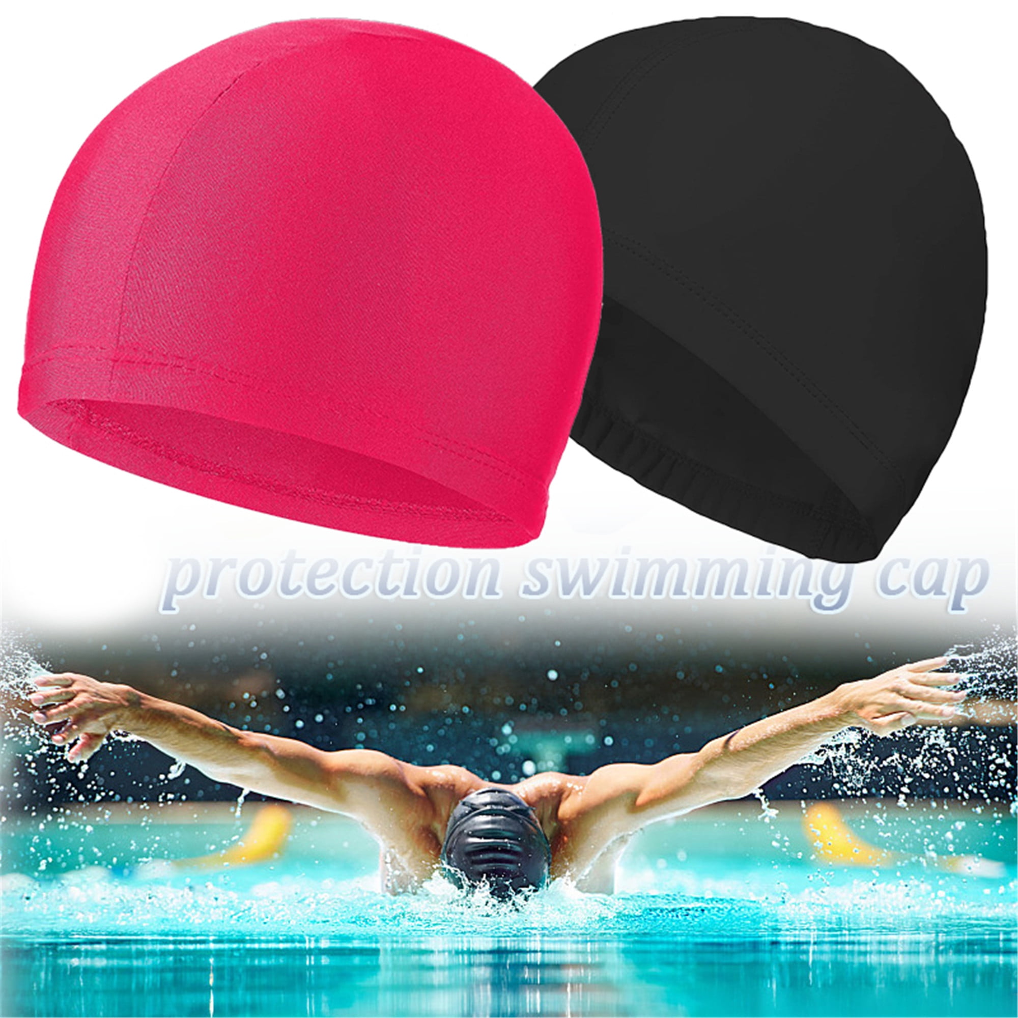 Women Men Swimming Pool Elastic Caps Quick-Dry Swim Caps Stretch Hats Adult Kids 