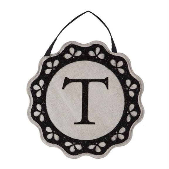 Evergreen Door Decor - Scalloped Monogram T