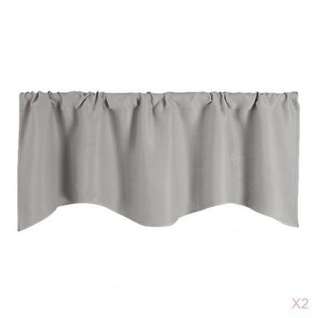 Cenefa De Color Sólido De Panel De Cortina Corta De 2 Piezas Para Ventanas De Cocina Gris Claro