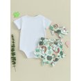 thumbnail image 4 of Bslissey Baby Girls Shorts Sets Short Sleeve Letter Print Romper + Rainbow Shamrock Print Shorts + Headband 3M 6M 12M 18M Newborn Infant Casual Ireland Holiday Outfits, 4 of 9