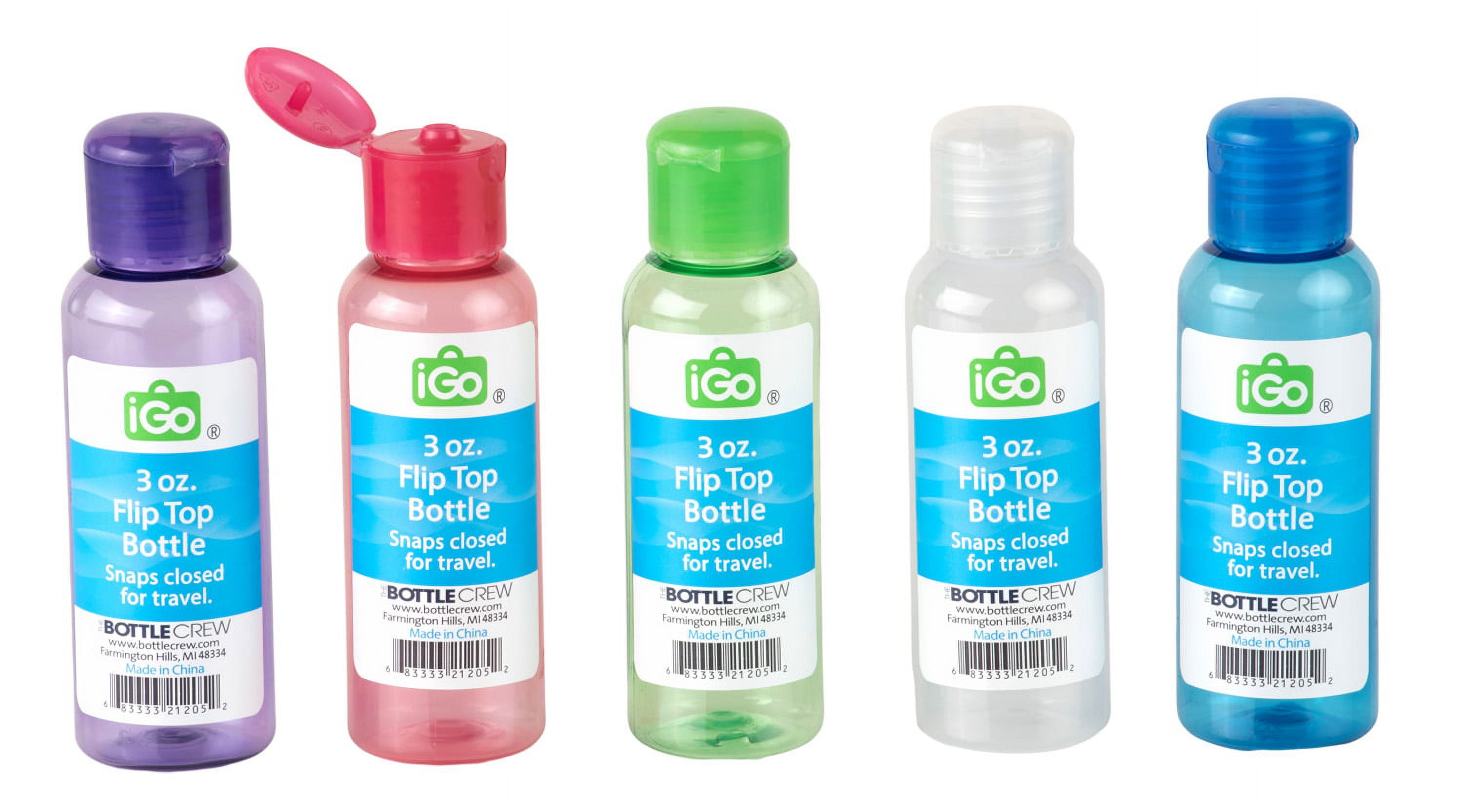 Igo Silicone 3 oz Travel Bottles with Reusable Clear Bag, 4 Count