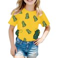 thumbnail image 2 of YUEHUA Girls Short Sleeve T-Shirts Kids Cute Graphic Basic Tees Fashion Summer Crewneck Tops 5-14 Years, 2 of 4