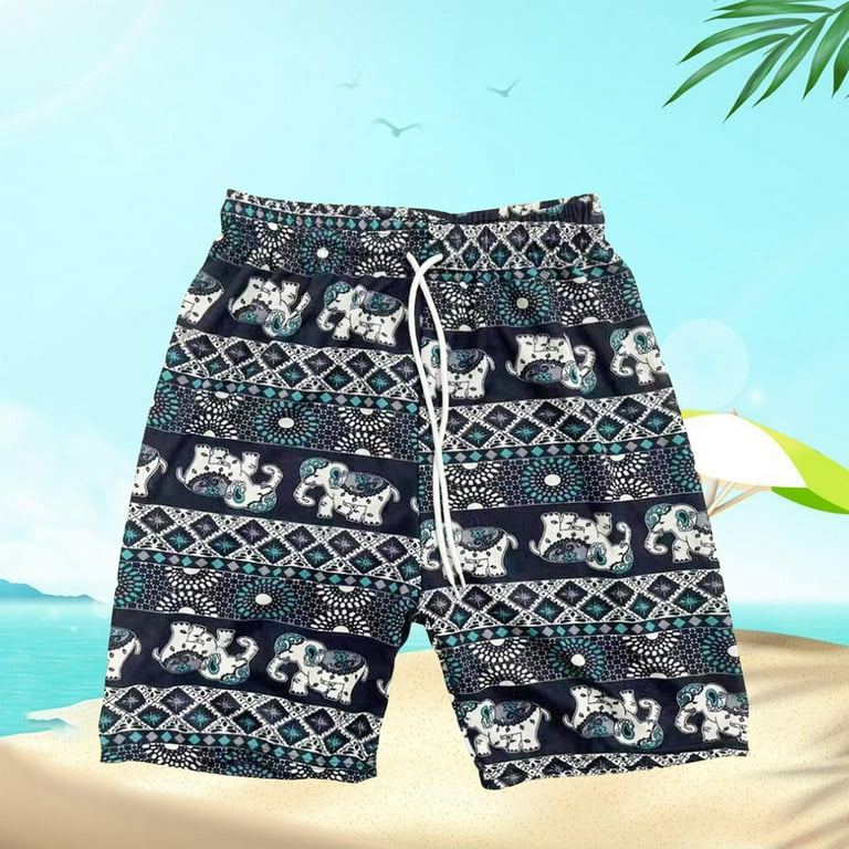 Beach Shorts Men Women Beach Trunks Loose Fit Briefs Fashion Polyester Oversized Elephant Pattern Short Pants Hippie Shorts for Beach