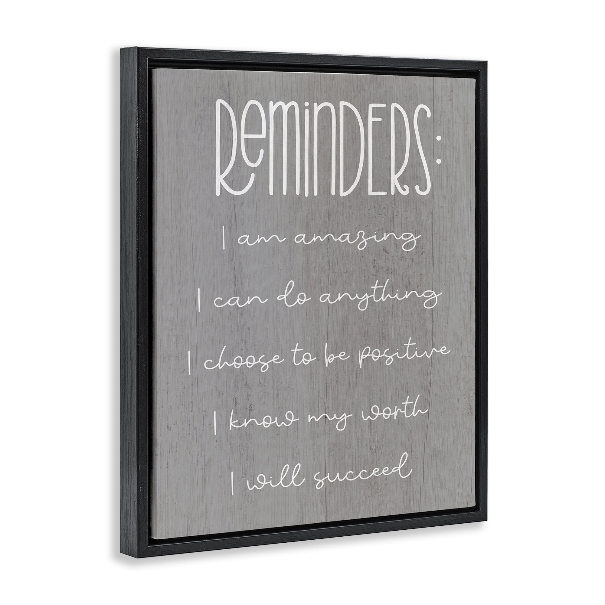 Stupell Industries Self Confidence Reminders Text & Numbers Painting Black Floater Framed Canvas Art Print Wall Art, 25 x 31