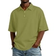 thumbnail image 2 of Men's Short Sleeve Polyester Polo Shirt - Easy Care Breathable Classic Fit Army Green XL, 2 of 7