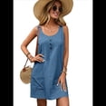 thumbnail image 1 of Vestido de Verano para Mujer, Sin Mangas, con Bolsillos, Informal, Corto, Corte A, Cuello Redondo. Azul Pavo Real M, 1 of 8