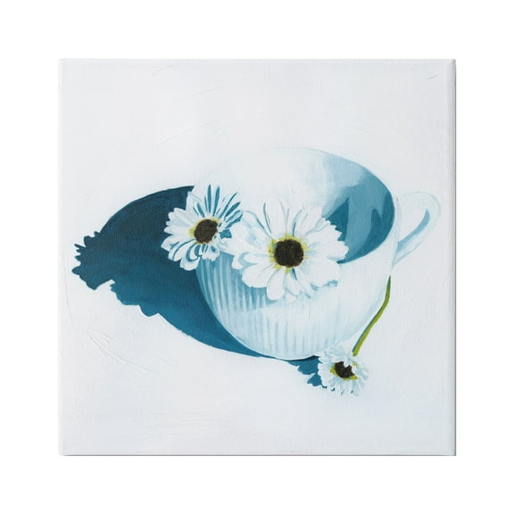 Stupell Industries Daisies in Teacup Painting Botanical & Floral Painting Gallery Wrapped Canvas Print Wall Art, 17 x 17