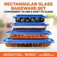 thumbnail image 3 of SereneLife Rectangular Glass Bakeware Set - 4 Sets of High Borosilicate with PE Lid, Blue, 3 of 7