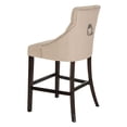 thumbnail image 3 of SAFAVIEH Eleni 30 in. H Tufted Wing Back Bar Stool with Ring, Beige, Set of 2, 3 of 14