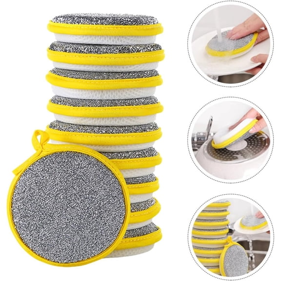 Double-Sided Scrub Sponges 10 Pack, Heavy Duty Non-Scratch Scour Pads with Grid, Thickened Kitchen Cleaner for Dishes Pots Sinks