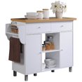thumbnail image 1 of Hodedah Kitchen Island with Spice Rack plus Towel Holder in White Wood, 1 of 8