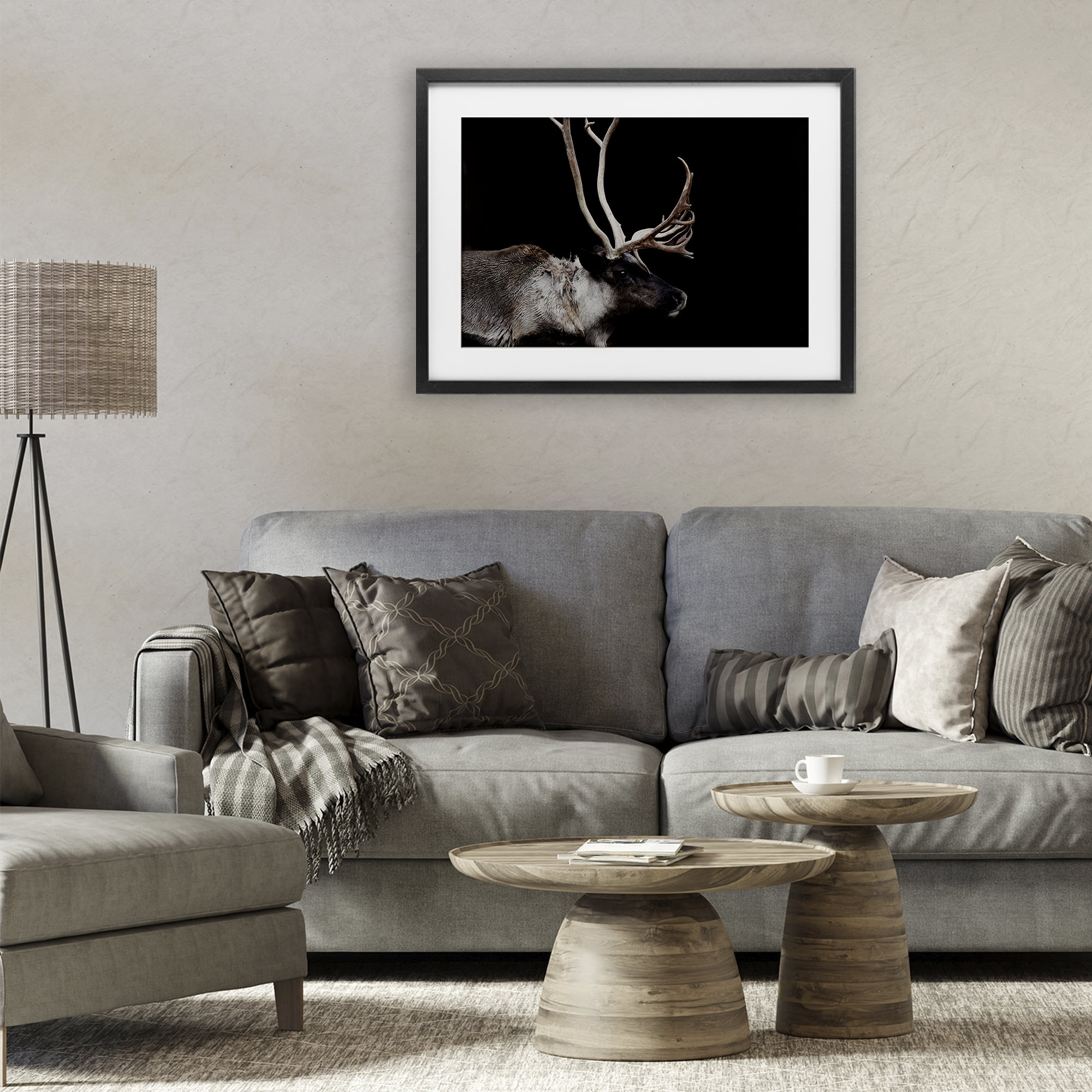 Stupell Industries Dark Reindeer at Night Black Framed Print Under Glass, design by Amy Carroll