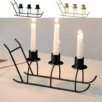 Yhmxh Christmas Fireplace Candelabra, Sled Car Fireplace Candle Holder for Inside Fireplace - 3 Arms Candle Stand for Wax Pillar Candles Mantel Floor Wedding, Floor Candelabras Table Centerpieces