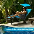 thumbnail image 4 of WYDK Zero Gravity Chairs, X-Large Folding Lounge Lawn Chair with Adjustable Backrest, Headrest, Cup Holder, Canopy for Patio Pool Porch Deck, Blue, 4 of 10