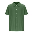 thumbnail image 7 of AHTJRT Mens Trendy Short Sleeve Button Down Summer Casual Vacation Wedding Textured T-Shirts Green 2XL, 7 of 7