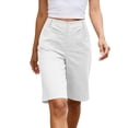 thumbnail image 6 of Pxxlle Knee Length Shorts for Women with Pockets Casual Summer High Waisted Work Office Shorts Business Dress Wide Leg Shorts White XXL, 6 of 9