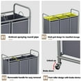 thumbnail image 4 of SUOERNUO 3-Bag Laundry Sorter Cart with Wheels – Heavy Duty Rolling Hamper with Removable Bags for Laundry Room Organization (Brown), 4 of 9
