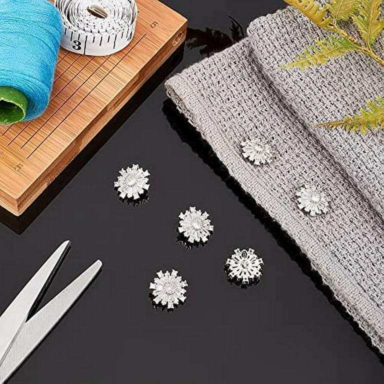 Jerler 2 Pcs Sliver Rhinestone Buttons Crystal Embellishments Sew on Clothing Buttons for Decoration and DIY