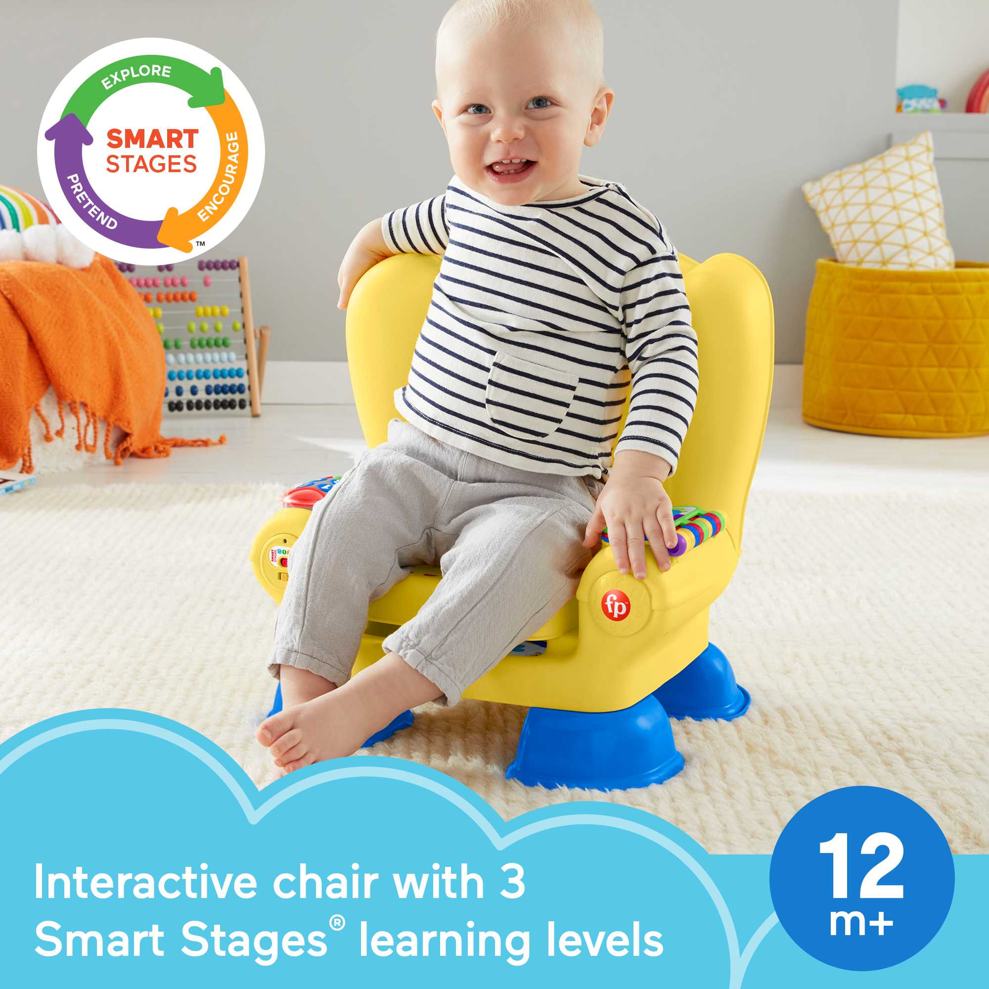 Fisher-Price Laugh & Learn Smart Stages Chair Electronic Learning Toy for Toddlers, Yellow - image 3 of 7