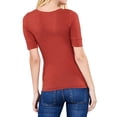 thumbnail image 3 of Junior & Junior Plus Basic Cotton V Neck Elbow Sleeve Tee Shirt Top, 3 of 3