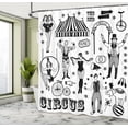 thumbnail image 5 of Ambesonne Circus Shower Curtain, Twins Acrobat Snake Lady, 69"Wx84"L, Charcoal Grey and White, 5 of 5