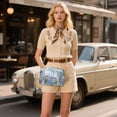 thumbnail image 6 of FORMRS Women Crossbody Purse with Chain Strap Vegan Leather Shoulder Handbag, Blue Floral Window, 6 of 7