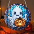thumbnail image 4 of Halloween Stained Glass Suncatcher, Cute Ghost Pumpkin Window Hanging Decoration, Acrylic Window Hanging Fall Ornaments, for Kitchen Room Garden Office Halloween Decor Housewarming Gift Supplies, 4 of 5