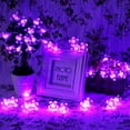 thumbnail image 4 of KOMI Solar Outdoor String Lights 50LED Flower Shaped Christmas Lights for Patio Garden Decoration Purple, 4 of 6