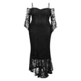 thumbnail image 4 of Vestido de retazos grande para mujer, falda envolvente a la cadera, manga larga, informal, vestido de columpio, vestido largo Wmkox8yi  FGJ1423, 4 of 5