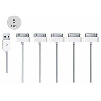 justjamz basic usb 30 pin (5 pack) 3 feet 1 meter sync and charging cable fits iphone 4 4s 3g 3gs ipad 1 2 3 ipod -