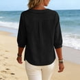 thumbnail image 5 of Homenesgenics Going Out Tops for Women Plus Size Collared Shirt Casual Short-Sleeve Half-Button Summer Black M, 5 of 9