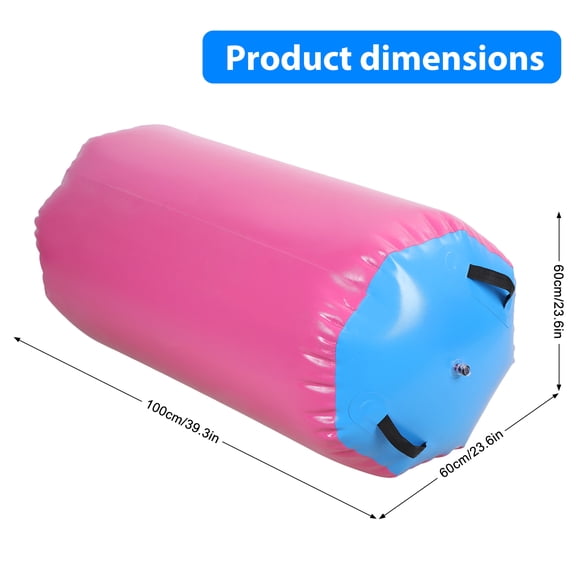 Porfeet Air Roller Gymnastics Barrel, Inflatable Tumbling Roller Air Mat with Air Pump, Back Handspring Training Air Tumbler Octagon Barrel,Pink,100 cm