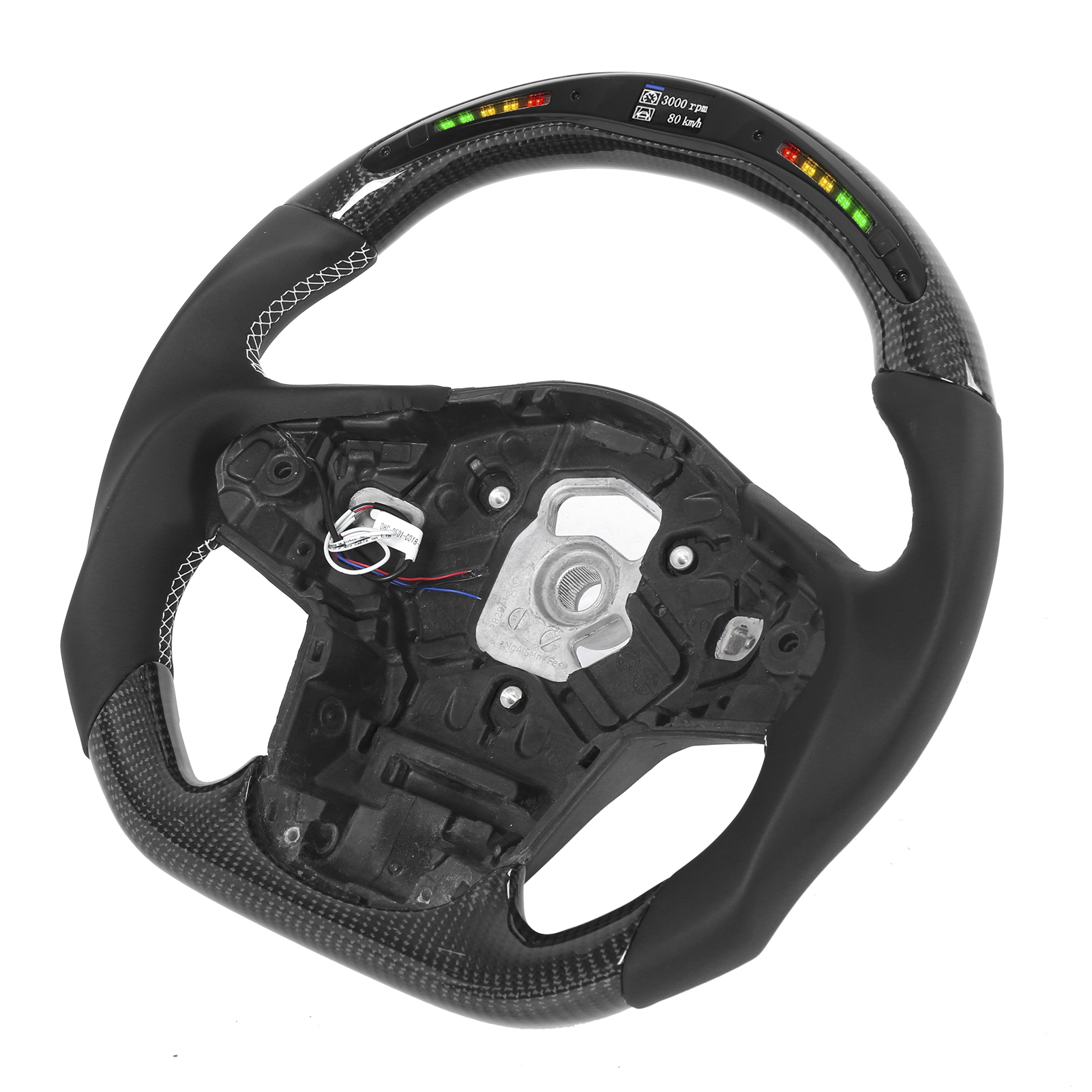 Steering Wheel, White Stitching Carbon Fiber Steering Wheel Finger