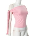 thumbnail image 5 of Women'S Off Shoulder Double Lined Crop Tops 2025 Going Out Sleeveless Asymmetrical Y2k Tops Pink M, 5 of 7