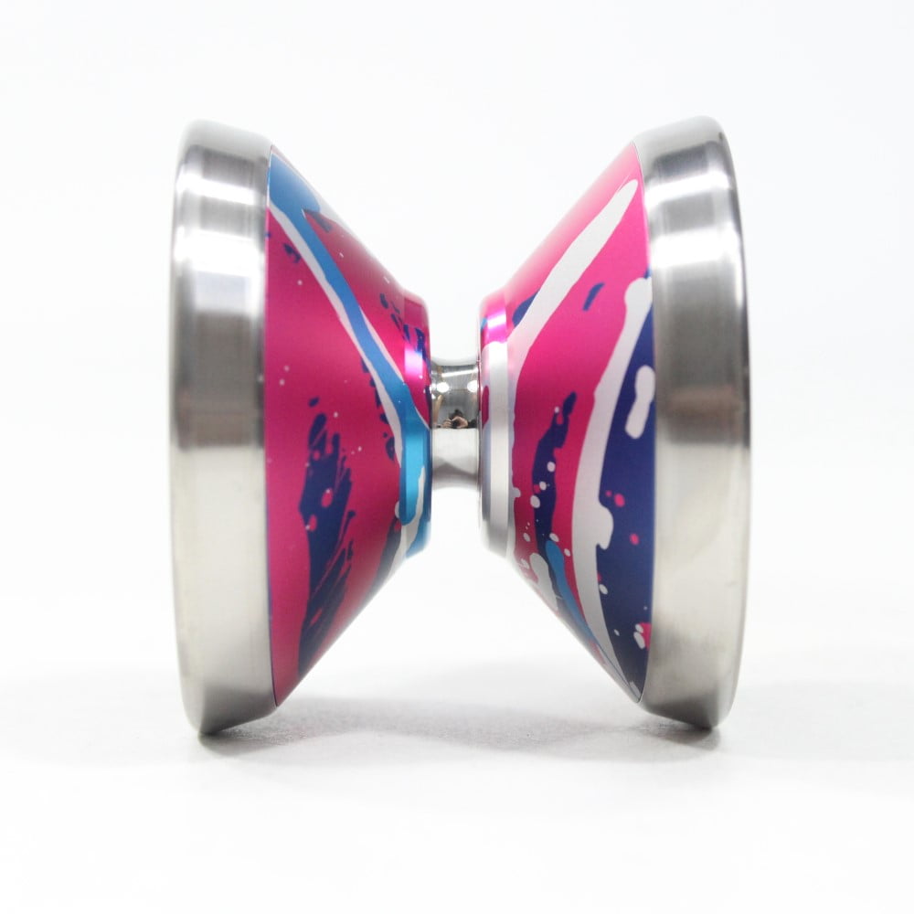 C3yoyodesign Satinav Yo-Yo - Bi-Metal - Titanium Ring - Leo Chan Matsumoto Signature YoYo (Pink/Blue/Silver)