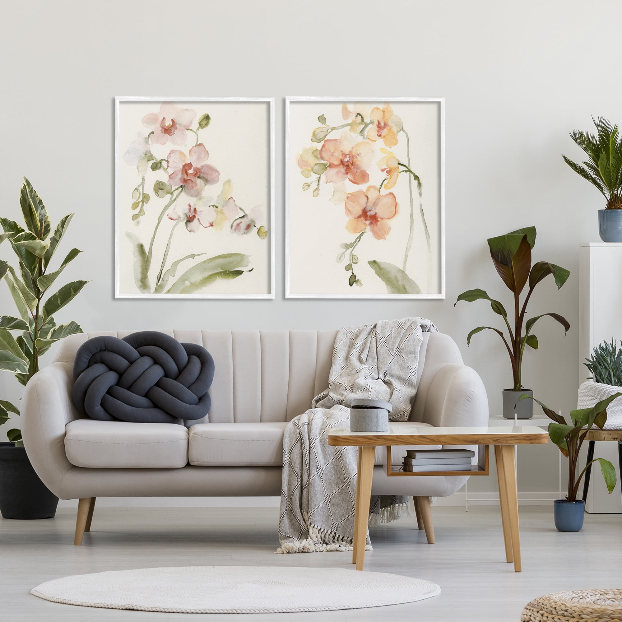 Stupell Industries Delicate Orchids in Bloom 2 Piece White Framed Giclee Art Set, design by Victoria Barnes