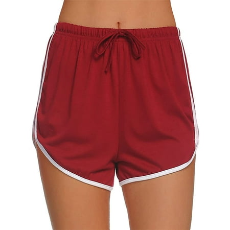 

Grianlook Women Mini Trousers Bermuda Hot Pants Elastic Waist Summer Shorts Ladies Bohemian Bottoms Fashion High Waisted Pajamas Red S