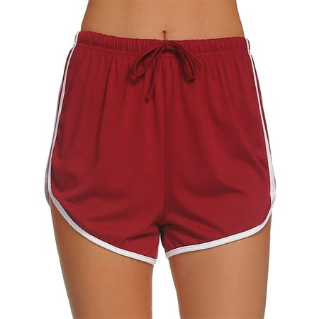 

Grianlook Women Mini Trousers Bermuda Hot Pants Elastic Waist Summer Shorts Ladies Bohemian Bottoms Fashion High Waisted Pajamas Red L